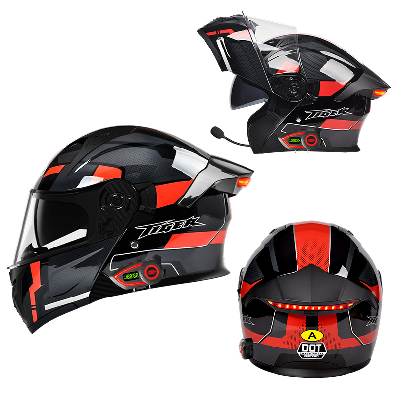 Full Face Motorcycle Helmet With Bluetooth - Inteligentna lampka tylna LED do kasku